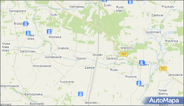 mapa Strzałki gmina Nowe Miasto nad Pilicą, Strzałki gmina Nowe Miasto nad Pilicą na mapie Targeo