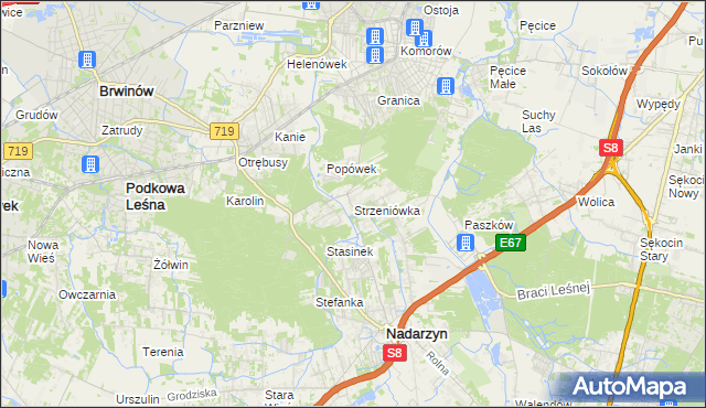 mapa Strzeniówka, Strzeniówka na mapie Targeo