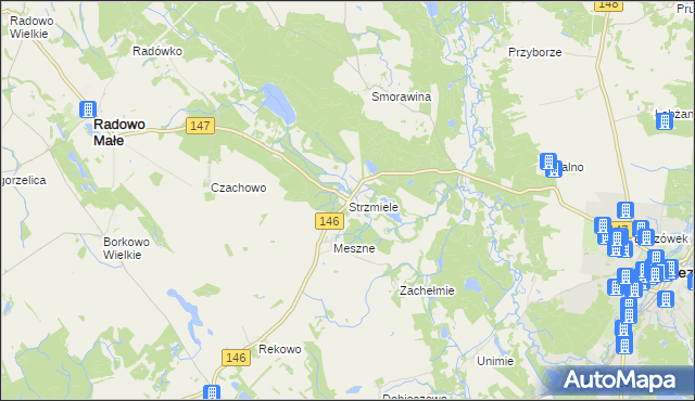 mapa Strzmiele, Strzmiele na mapie Targeo