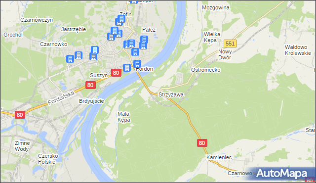 mapa Strzyżawa, Strzyżawa na mapie Targeo