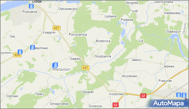 mapa Studzianna gmina Borek Wielkopolski, Studzianna gmina Borek Wielkopolski na mapie Targeo