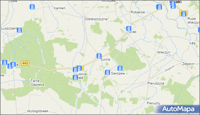 mapa Sucha gmina Żerków, Sucha gmina Żerków na mapie Targeo