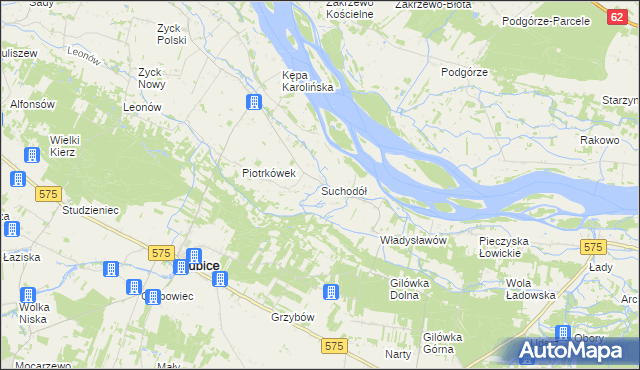 mapa Suchodół gmina Iłów, Suchodół gmina Iłów na mapie Targeo
