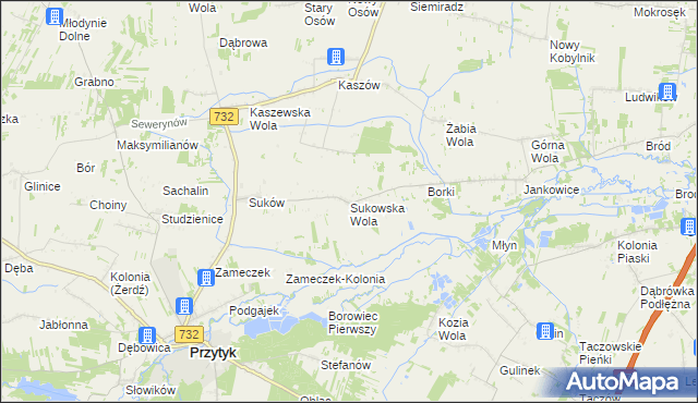 mapa Sukowska Wola, Sukowska Wola na mapie Targeo