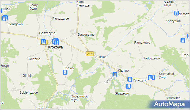 mapa Sulicice, Sulicice na mapie Targeo