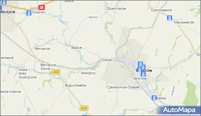 mapa Sułków gmina Baborów, Sułków gmina Baborów na mapie Targeo