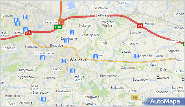 mapa Sułków gmina Wieliczka, Sułków gmina Wieliczka na mapie Targeo