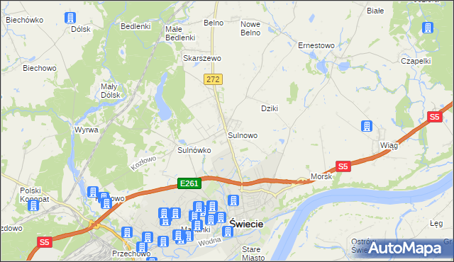 mapa Sulnowo, Sulnowo na mapie Targeo
