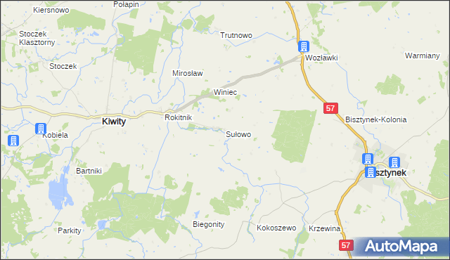 mapa Sułowo gmina Bisztynek, Sułowo gmina Bisztynek na mapie Targeo