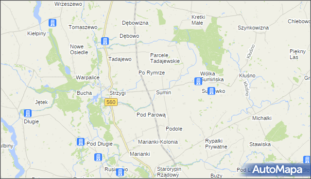 mapa Sumin gmina Osiek, Sumin gmina Osiek na mapie Targeo