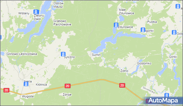 mapa Sumin gmina Parchowo, Sumin gmina Parchowo na mapie Targeo