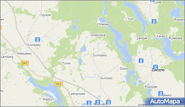 mapa Sumówko gmina Zbiczno, Sumówko gmina Zbiczno na mapie Targeo