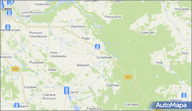 mapa Suradówek, Suradówek na mapie Targeo