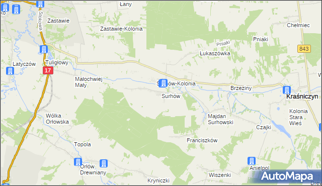 mapa Surhów, Surhów na mapie Targeo