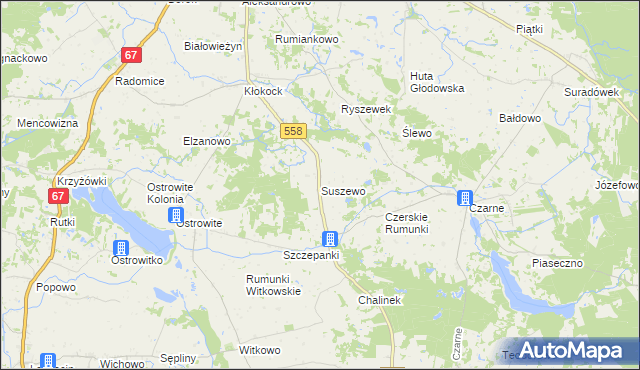 mapa Suszewo gmina Wielgie, Suszewo gmina Wielgie na mapie Targeo