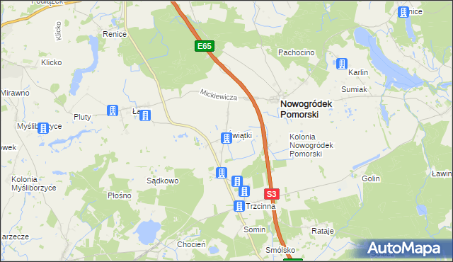 mapa Świątki gmina Nowogródek Pomorski, Świątki gmina Nowogródek Pomorski na mapie Targeo