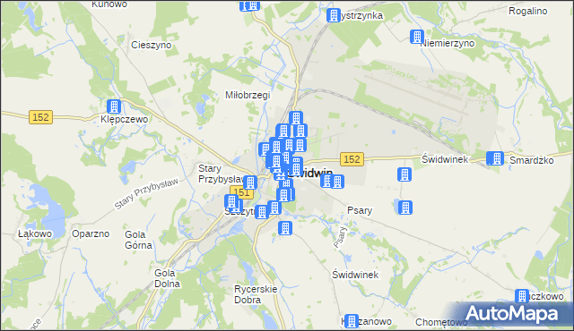 mapa Świdwin, Świdwin na mapie Targeo