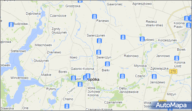 mapa Świerczyn gmina Topólka, Świerczyn gmina Topólka na mapie Targeo