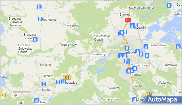 mapa Świętoszyn, Świętoszyn na mapie Targeo