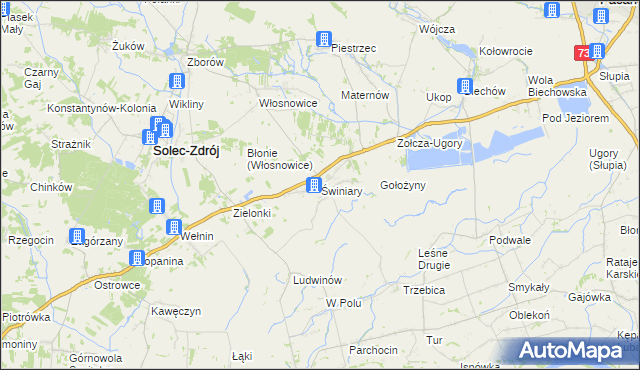 mapa Świniary gmina Solec-Zdrój, Świniary gmina Solec-Zdrój na mapie Targeo