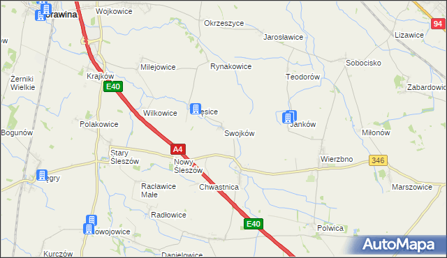 mapa Swojków gmina Domaniów, Swojków gmina Domaniów na mapie Targeo