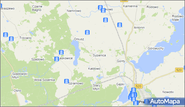 mapa Sypanica, Sypanica na mapie Targeo