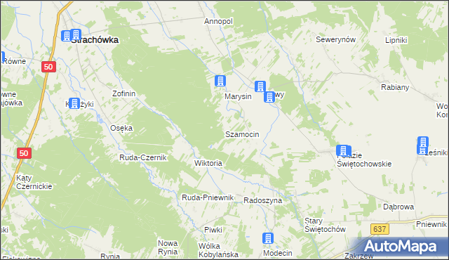 mapa Szamocin gmina Strachówka, Szamocin gmina Strachówka na mapie Targeo