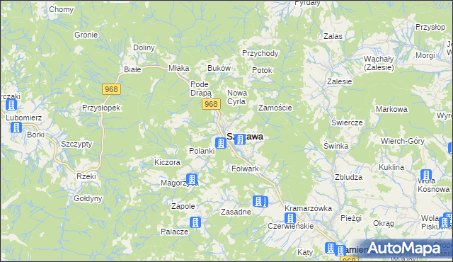 mapa Szczawa, Szczawa na mapie Targeo