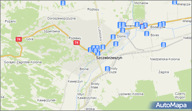 mapa Szczebrzeszyn, Szczebrzeszyn na mapie Targeo