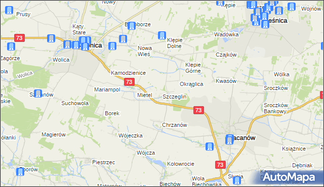 mapa Szczeglin gmina Stopnica, Szczeglin gmina Stopnica na mapie Targeo