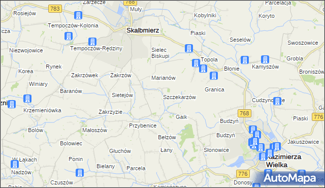 mapa Szczekarzów, Szczekarzów na mapie Targeo