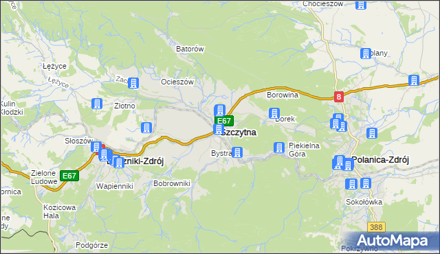 mapa Szczytna powiat kłodzki, Szczytna powiat kłodzki na mapie Targeo
