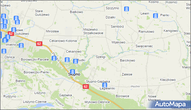mapa Szeligi gmina Słupno, Szeligi gmina Słupno na mapie Targeo