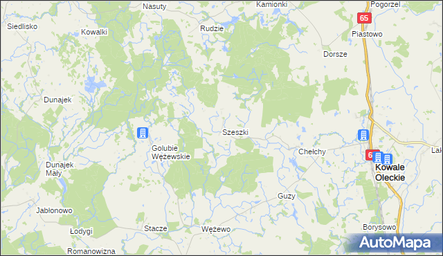 mapa Szeszki gmina Kowale Oleckie, Szeszki gmina Kowale Oleckie na mapie Targeo