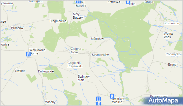 mapa Szymonków, Szymonków na mapie Targeo