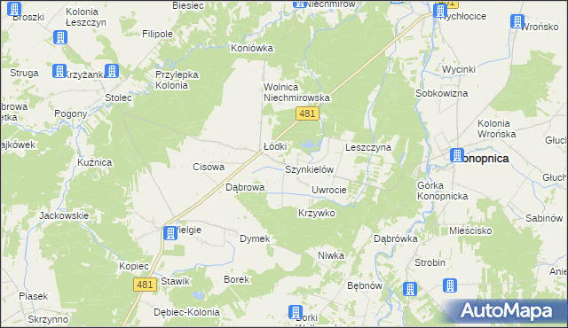 mapa Szynkielów, Szynkielów na mapie Targeo