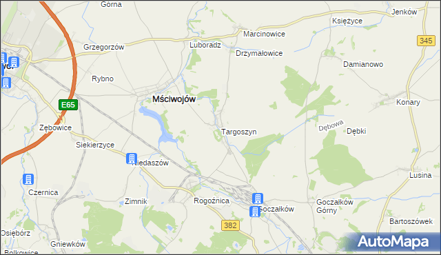 mapa Targoszyn, Targoszyn na mapie Targeo