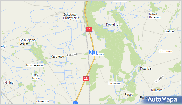 mapa Tarnowo gmina Rogoźno, Tarnowo gmina Rogoźno na mapie Targeo