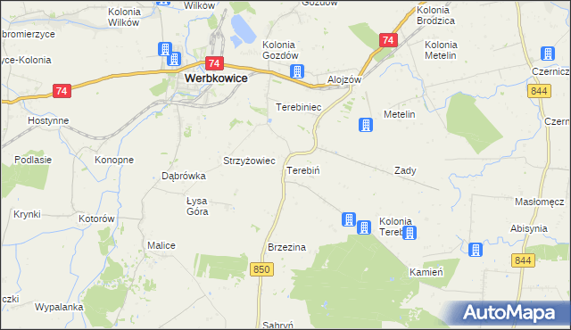 mapa Terebiń, Terebiń na mapie Targeo