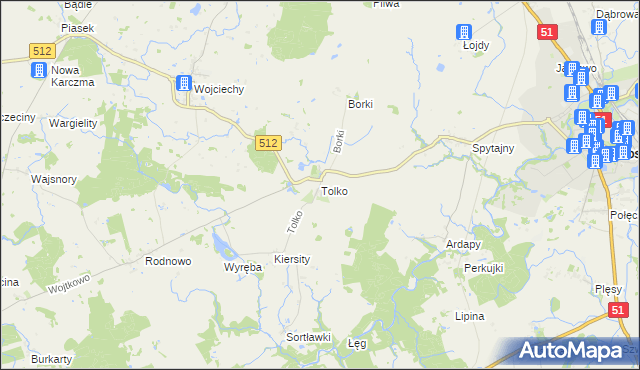 mapa Tolko, Tolko na mapie Targeo