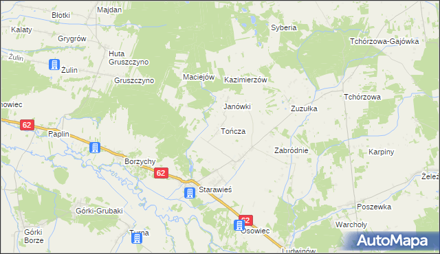 mapa Tończa gmina Liw, Tończa gmina Liw na mapie Targeo