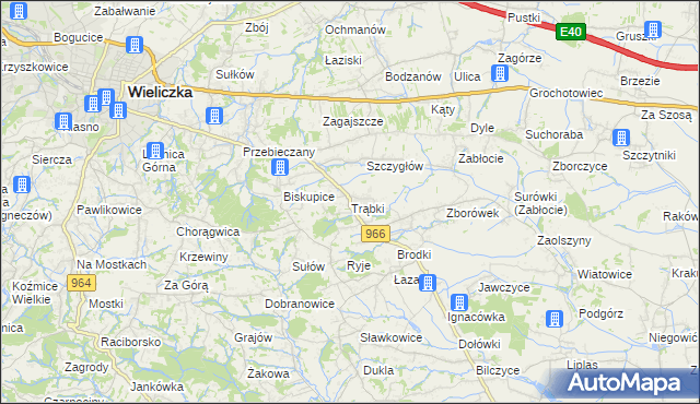 mapa Trąbki gmina Biskupice, Trąbki gmina Biskupice na mapie Targeo