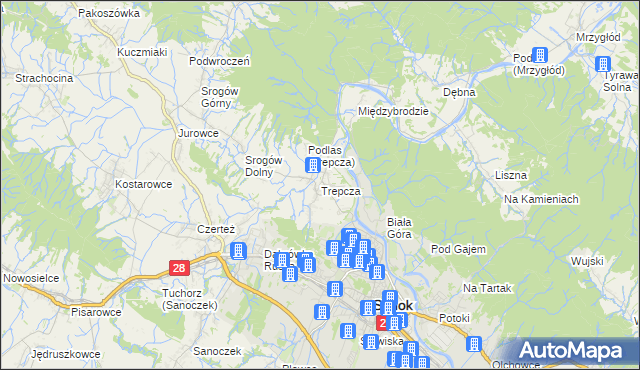 mapa Trepcza, Trepcza na mapie Targeo