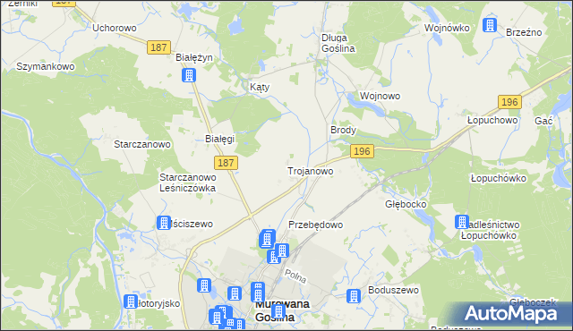 mapa Trojanowo gmina Murowana Goślina, Trojanowo gmina Murowana Goślina na mapie Targeo