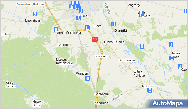 mapa Trzciniec gmina Lubartów, Trzciniec gmina Lubartów na mapie Targeo
