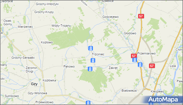 mapa Trzciniec gmina Pułtusk, Trzciniec gmina Pułtusk na mapie Targeo