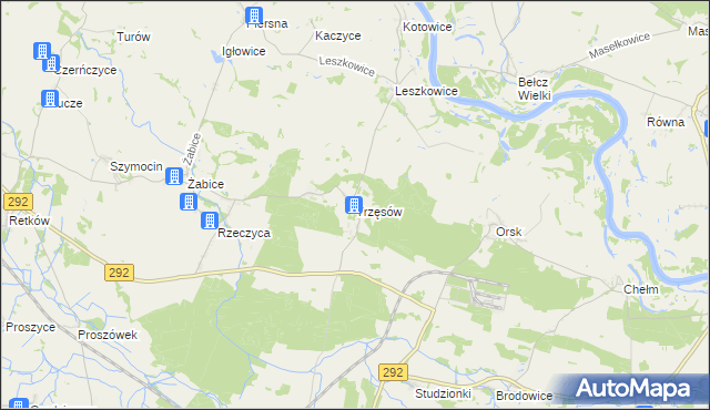 mapa Trzęsów gmina Grębocice, Trzęsów gmina Grębocice na mapie Targeo