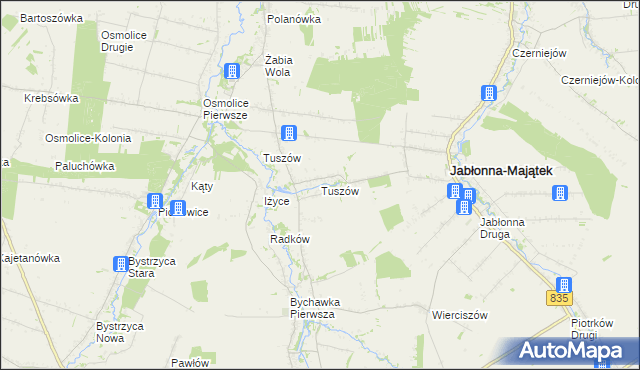 mapa Tuszów, Tuszów na mapie Targeo