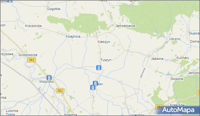 mapa Tuszyn gmina Dzierżoniów, Tuszyn gmina Dzierżoniów na mapie Targeo