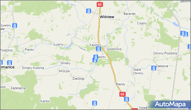 mapa Tworki gmina Wiśniew, Tworki gmina Wiśniew na mapie Targeo